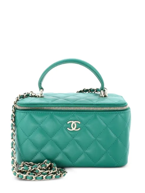 CHANEL Pre-Owned Classic Top Handle Vanity Case with Chain Quilted Lambskin Small crossbody bag Green DHG04061ZQBDFWVF