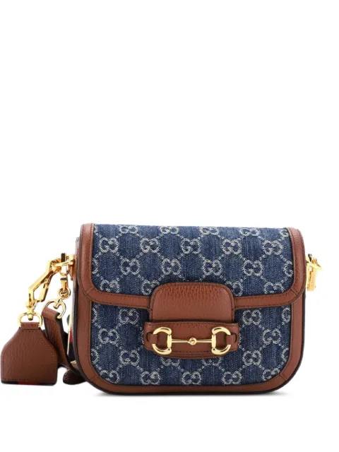 Gucci Pre-Owned Horsebit 1955 GG Denim Mini shoulder bag Blue YVLRBAROJBNO1AC4