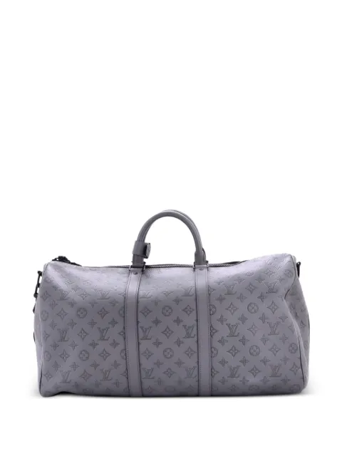 Louis Vuitton Pre-Owned Keepall Bandouliere Bag Monogram Shadow Leather 50 travel bag Grey YBSG9XJ0WG94SPWI