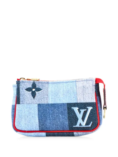 Louis Vuitton Pre-Owned Pochette Accessoires Damier and Monogram Patchwork Denim Micro clutch bag Blue 8B4QT962IM87KMC2