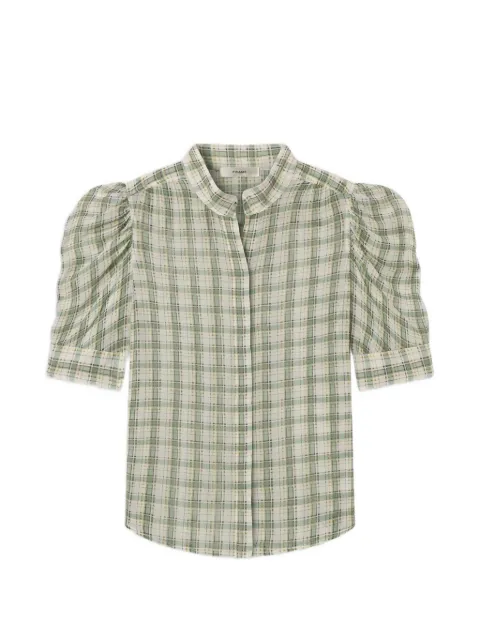 FRAME Gillian checked puff-sleeve top Neutrals WE26WBL037