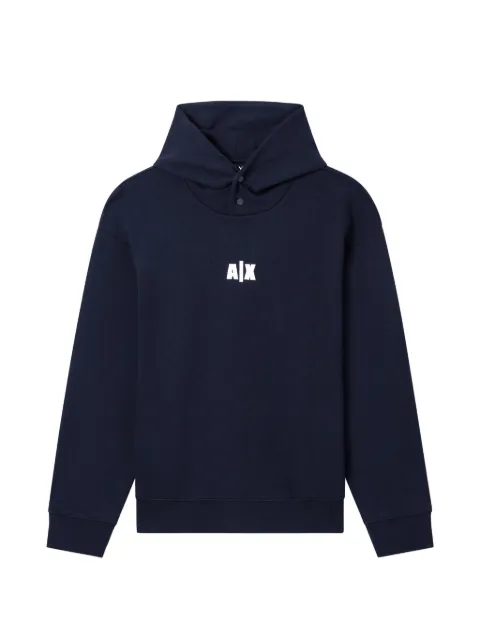 Armani Exchange logo-print press-stud hoodie Blue XM002388AF20169