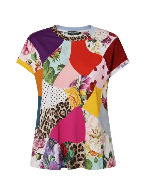 Dolce & Gabbana patchwork floral-print T-shirt Neutrals DOL84534