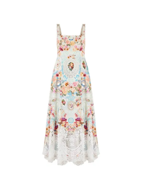Camilla Taste For Lace floral-print lace-trim midi dress Blue 00042776TASTLACE
