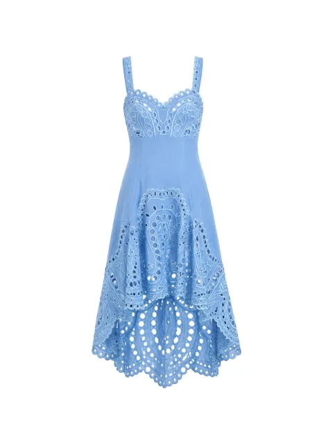 Charo Ruiz Ibiza Caspian broderie-anglaise asymmetric dress Blue 263612