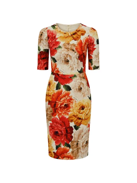 Dolce & Gabbana floral-print sheath midi dress Red 9060162961623
