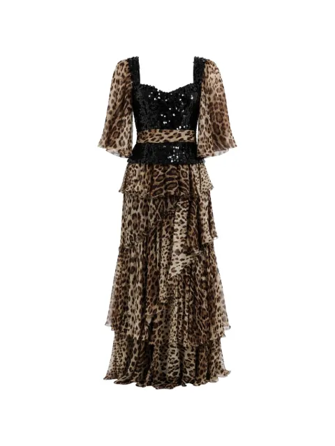 Dolce & Gabbana sequin-embellished leopard-print maxi dress Neutrals I667QWGDW47