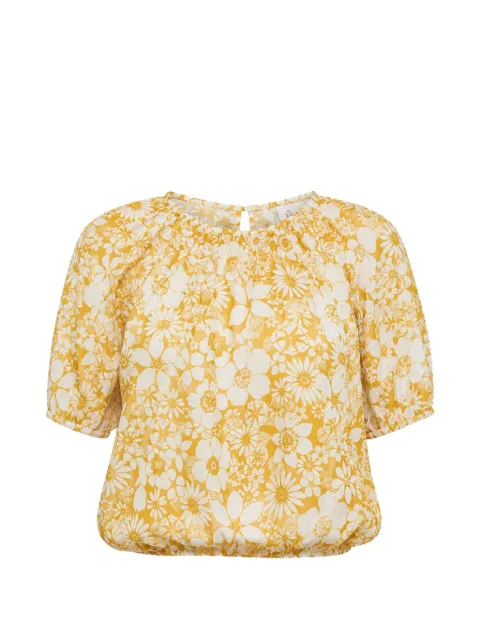 MOTHER Party In The Back floral-print puffed-sleeve blouse Yellow 27021530RLN