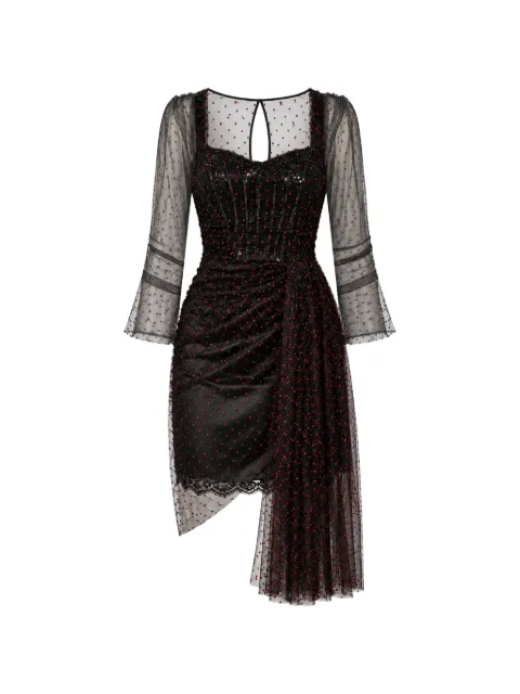 Dolce & Gabbana lace-trim long-sleeve sheath mini dress Black KEDGA00058