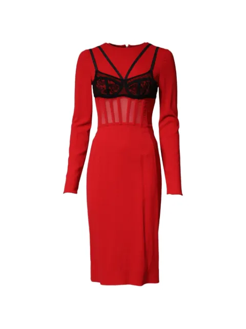 Dolce & Gabbana lace-overlay midi dress Red F6AWWT