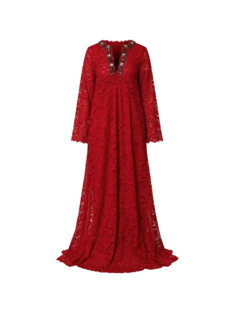Dolce & Gabbana floral-lace rhinestone-embellished dress Red I616DZ