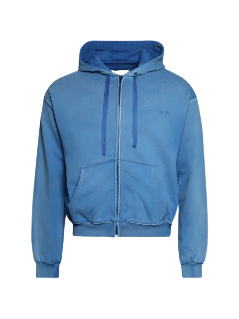 Maison Margiela zip-up logo-embroidered hoodie Blue S67HG0024