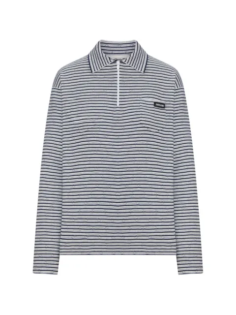 Miu Miu stripe motif pointelle knit polo shirt White MML06PSOOO195I