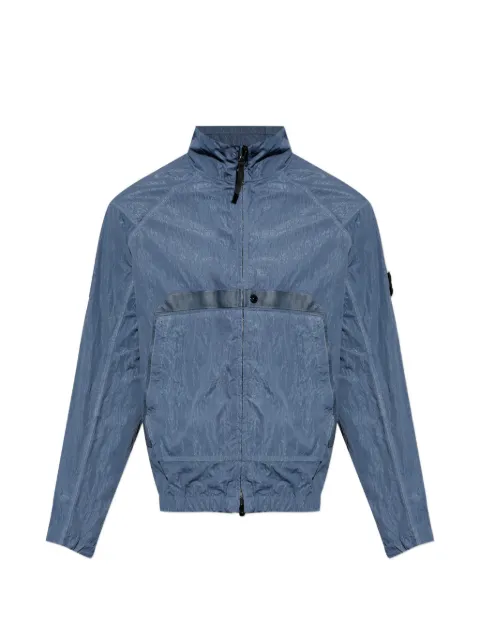 Stone Island logo-patch zip-up jacket Blue L2S15Q100009S0405