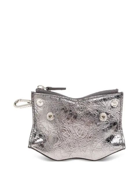 Alexander McQueen crinkled-leather keychain pouch Silver 8560771HBBB