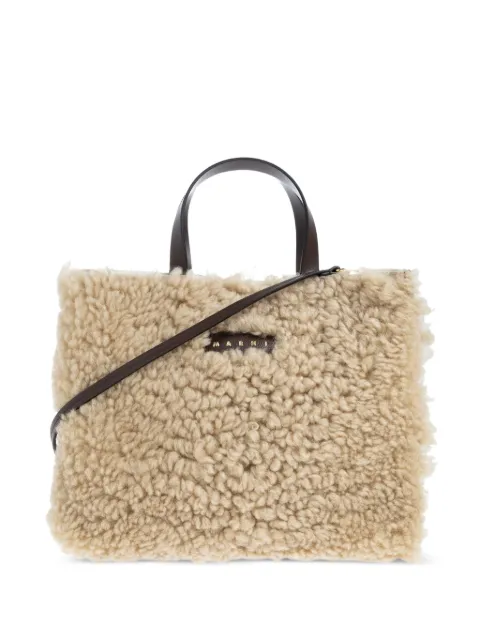 Marni Museo Soft shearling tote bag Neutrals SHMP0069L9P8680