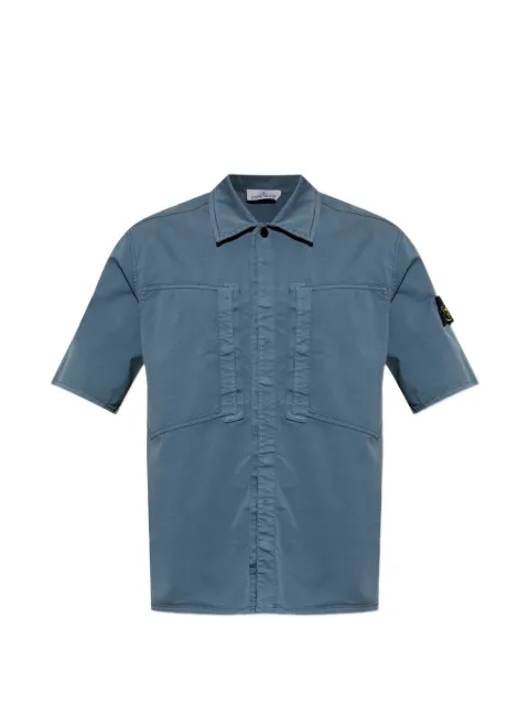 Stone Island logo-patch short-sleeved shirt Blue L2S151200037S0A10