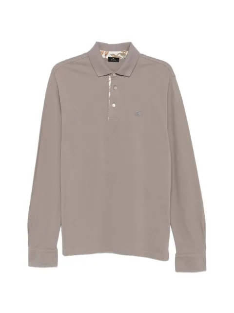ETRO Pegaso-embroidered long-sleeve polo shirt Grey MRMD0025AU11X
