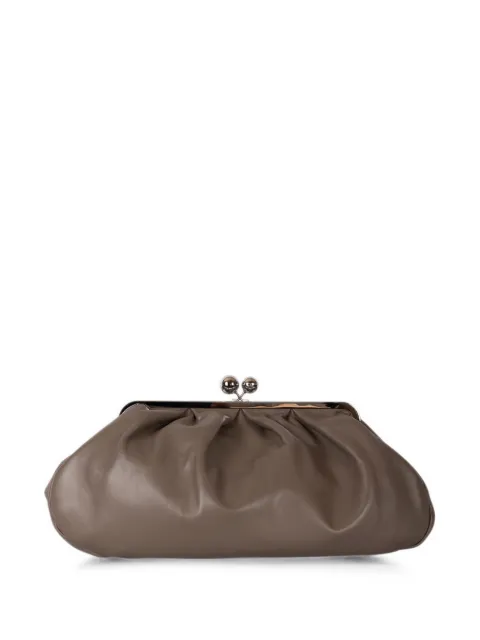 Weekend Max Mara large Pasticcino ruched leather clutch bag Brown 5516134600