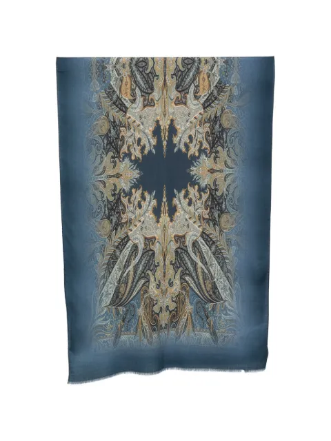 ETRO paisley-print frayed scarf Blue MATA0038AK1BP