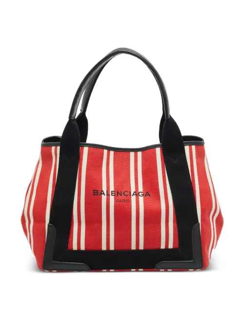 Balenciaga Pre-Owned small Cabas striped canvas tote bag Red 1315549