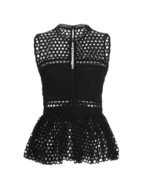 Self-Portrait guipure lace peplum top Black 1335795
