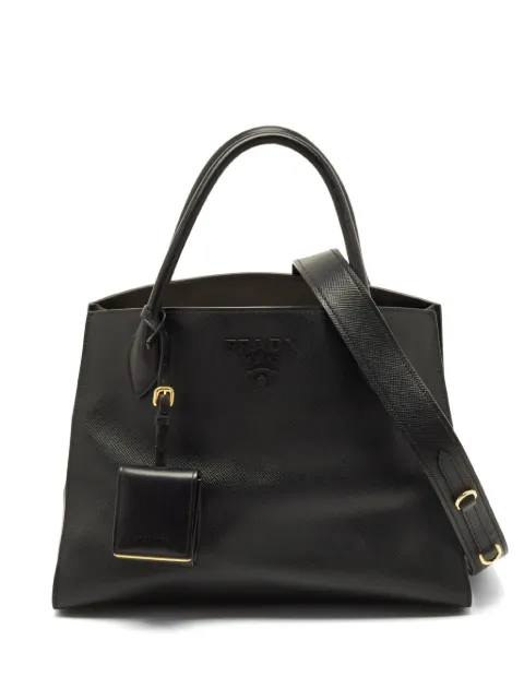 Prada Pre-Owned medium Monochrome Saffiano leather tote bag Black 1280463