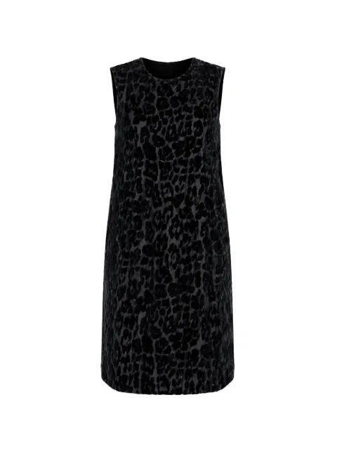 Dolce & Gabbana leopard-print velvet-texture mini dress Black DOL28793
