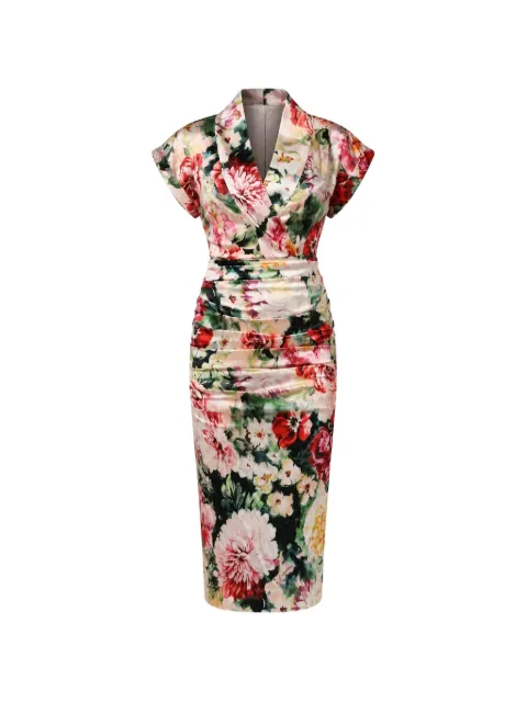 Dolce & Gabbana floral-print ruched midi dress Neutrals F6E0JT