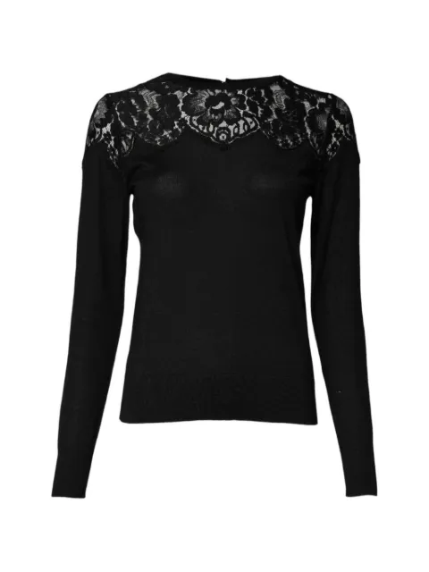 Dolce & Gabbana floral lace-trim sweater Black TSH878528