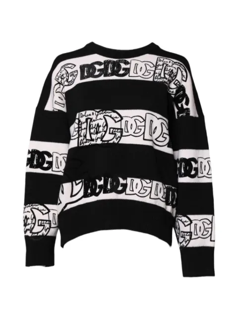 Dolce & Gabbana logo-print striped sweater Black FXW03TJAWX1