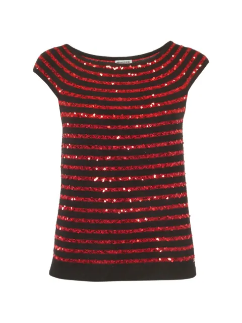 Sonia Rykiel Pre-Owned sequin-embellished striped cashmere top Red 1289288