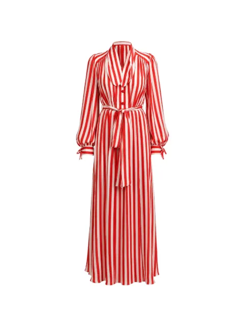 Dolce & Gabbana striped pussy-bow maxi dress Red DR28634