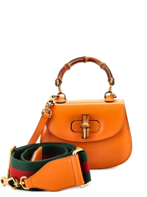 Gucci Pre-Owned Bamboo 1947 Top Handle Bag Leather Mini shoulder bag Orange 64EZV7INMELMPWI2