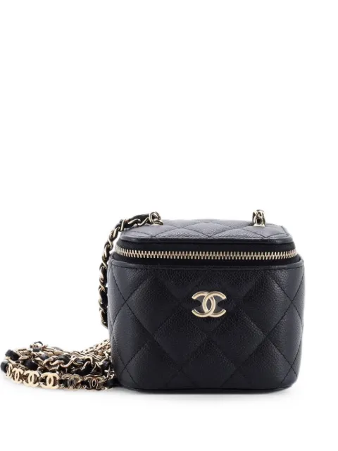 CHANEL Pre-Owned Tiny CC Link Vanity Case with Chain Quilted Caviar Mini clutch bag Black 4YATMLH6MFJ13V66