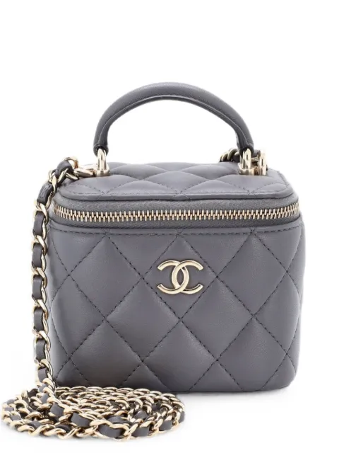 CHANEL Pre-Owned Classic Top Handle Vanity Case with Chain Quilted Lambskin Mini crossbody bag Grey HPCE7H5Z84D45MV2