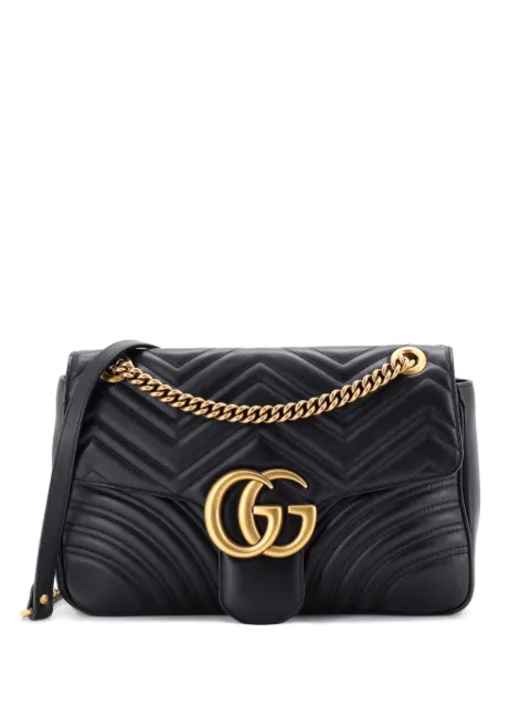 Gucci Pre-Owned GG Marmont Flap Bag Matelasse Leather Medium shoulder bag Black JGS5V5FHK5L6J906