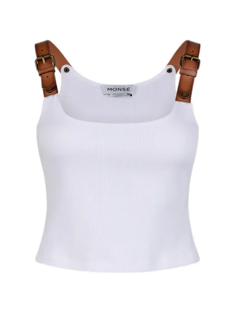 Monse leather-strap ribbed-knit tank top White MP260516RIJ