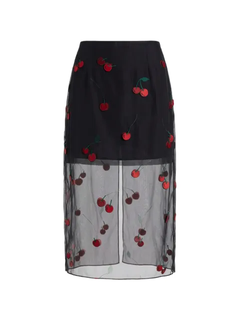 Monse cherry-embroidered sheer midi skirt Black MP260606EMB