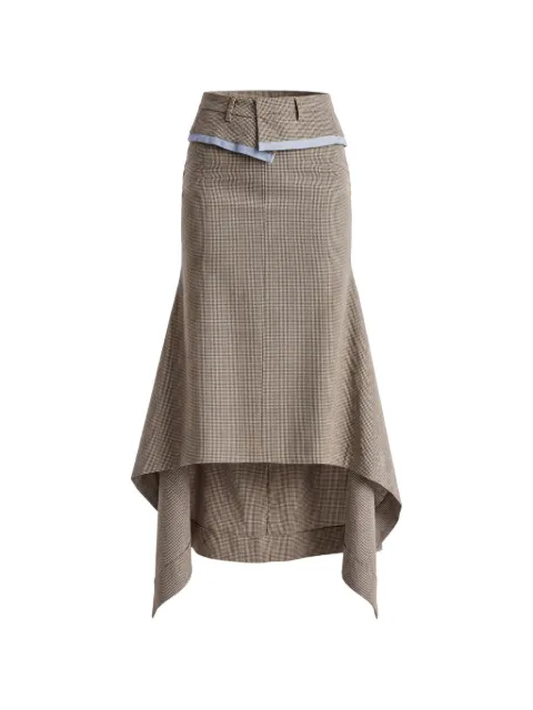 Monse deconstructed-waistband houndstooth midi skirt Brown MP260612CWS