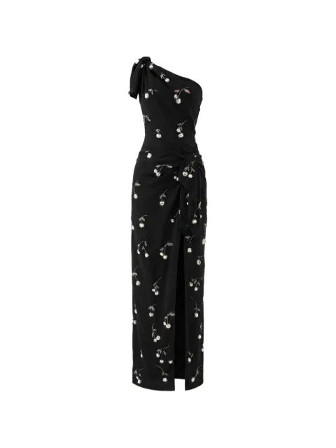 Monse cherry-embroidered one-shoulder maxi dress Black MP260210CHR
