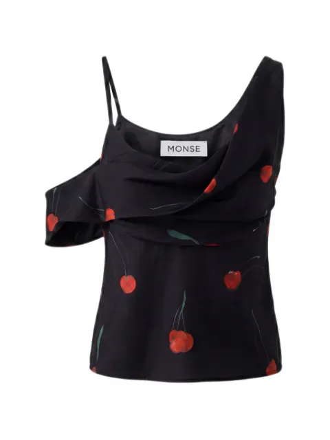 Monse cherry-print draped top Black MP260507SGS