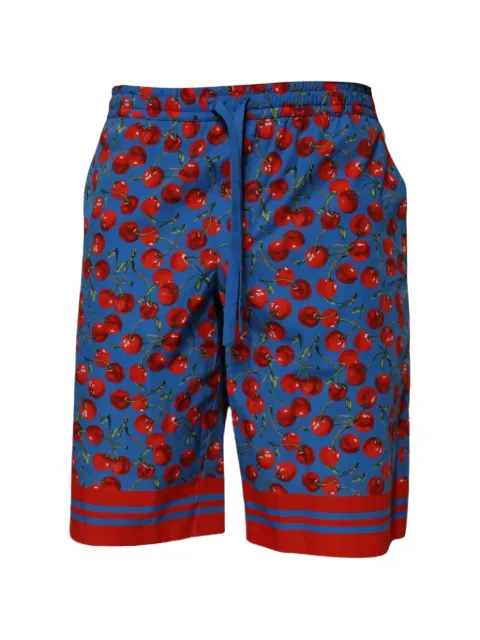 Dolce & Gabbana cherry-print cotton shorts Blue GV37AT