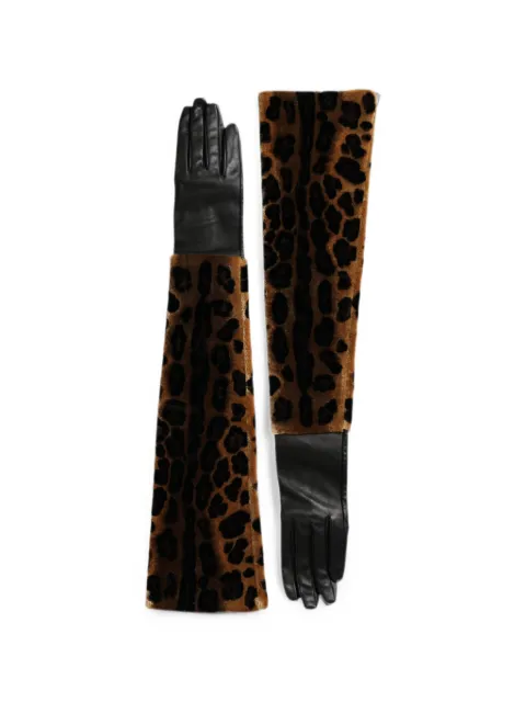 Dolce & Gabbana leopard-print panelled gloves Neutrals LB30140