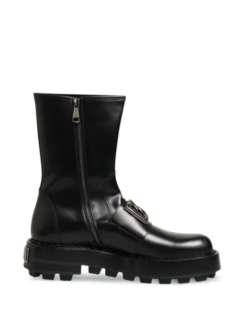 Dolce & Gabbana logo-plaque lug-sole boots Black MV7938