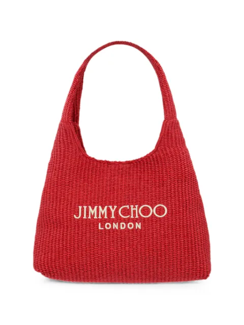 Jimmy Choo logo-embroidered tote bag Red BEACHDMNDHOBOMJYN