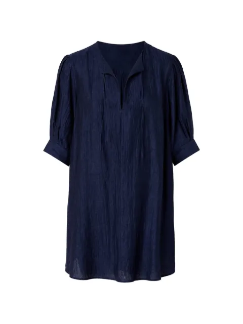 Officine Generale Ggi crinkled-finish pleated-back mini dress Blue S26WDRS112