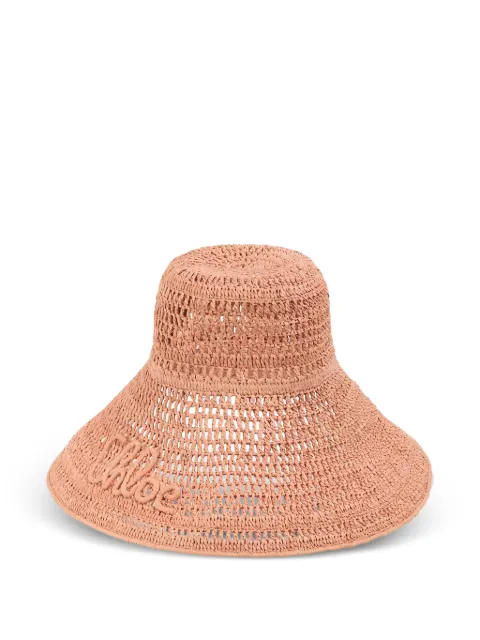 Chloé logo-embroidered raffia hat Neutrals CH26AHL01NRF