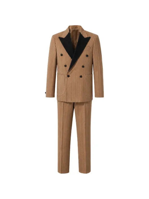 FRANZESE COLLECTION chevron-pattern double-breasted suit Neutrals 13S6ZWATXAKZRE14
