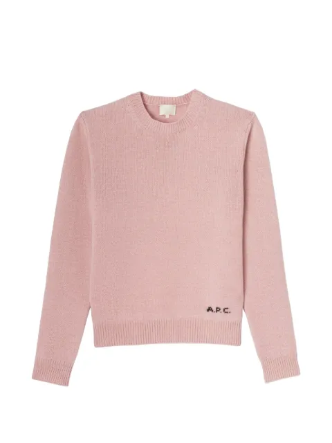 A.P.C. Anna logo-embroidered ribbed-trim sweater Pink WOASWF23498